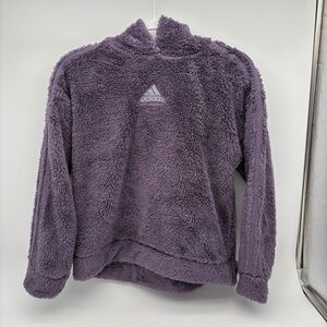 NWT Girls Large Adidas Sherpa Hooded Cozy Purple Fleece Jacket